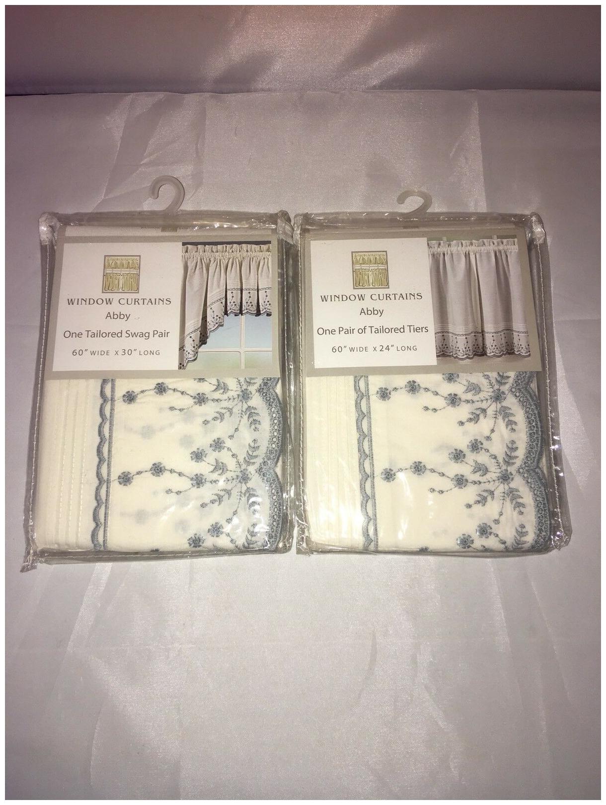 Buy Window Curtains Abby Tailored Swag Pair Tailored Tiers Blue