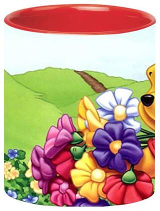 Winnie Pooh Flowers Coffee Mug - Birthday Gift for Kids-Mug-1793-Red