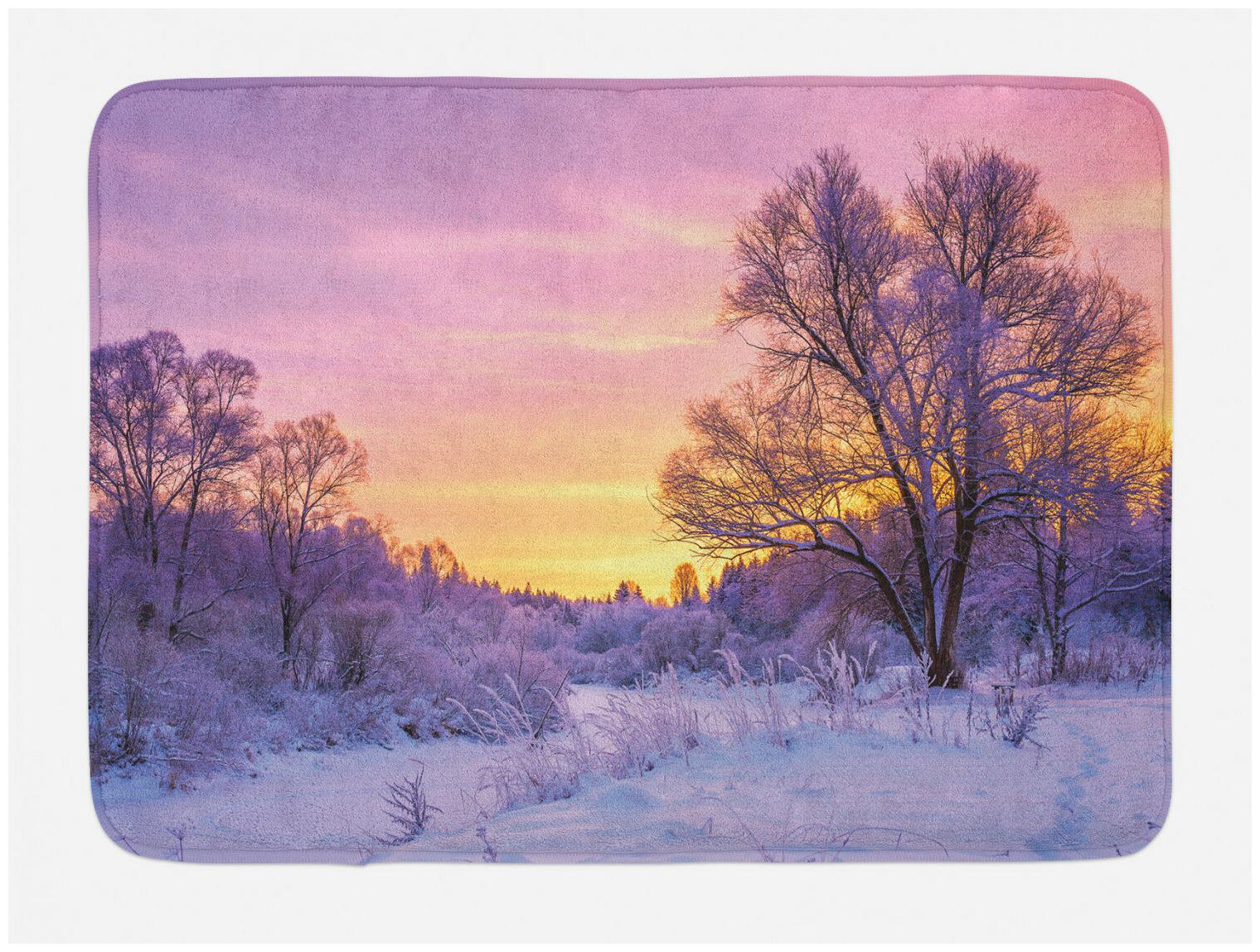 

Winter Bath Mat Landscape with Sunset Non-Slip Plush Mat 29 5 X 17 5 Inches