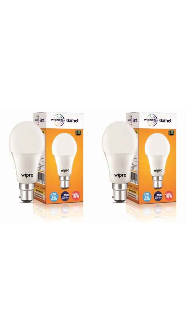 Wipro Garnet 10 Watt B22 LED Bulb, Cool Daylight (Pack of 2)