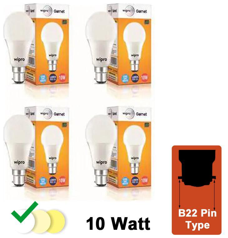 

Wipro Garnet 10W LED Bulb 6500K (Cool Day Light) - Pack of 4