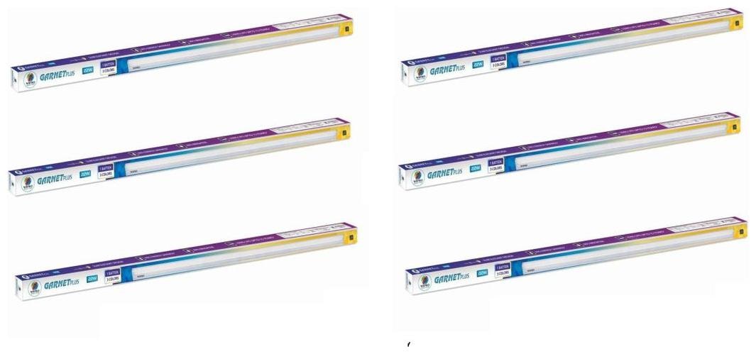 

Wipro Garnet 22W 4 ft LED 3-in-1 Tubelight Batten Colour Changing (Cool Day Light Neutral White Warm White) - Pack of 6