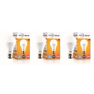 

Wipro Garnet 15W LED Bulb 6500K (Cool Day Light) - Pack of 3