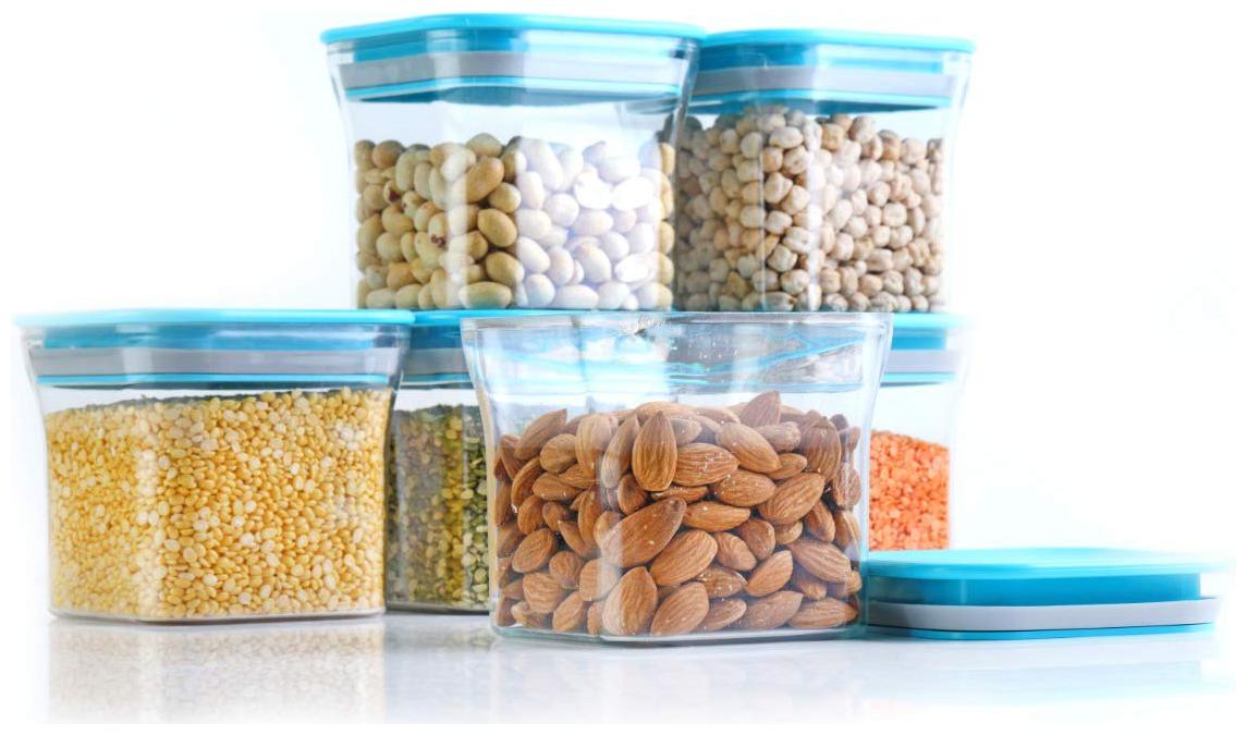 

Zaro International 600 ml Blue Transparent Plastic Container Set - Set of 6