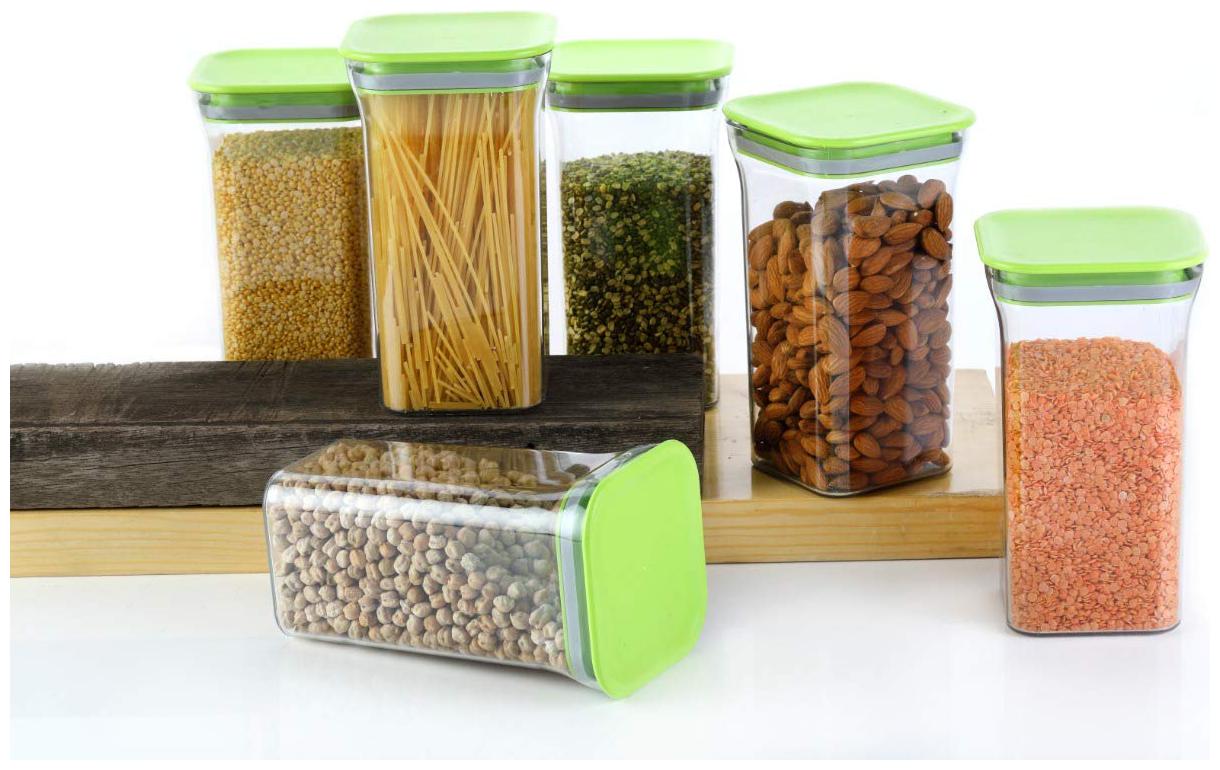 

Zaro International 1200 ml Green Transparent Plastic Container Set - Set of 6