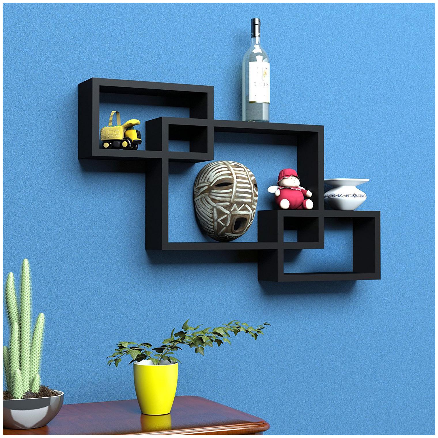 

WOOD WORLD decoretive wall shelf Intersecting Wall Shelves Rack -black