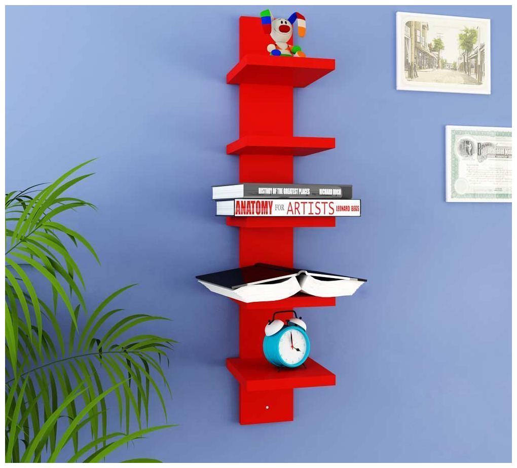 

WOOD WORLD decoretive HOME WITH WALL SHELH RACK SHAPE 5 TIER - red
