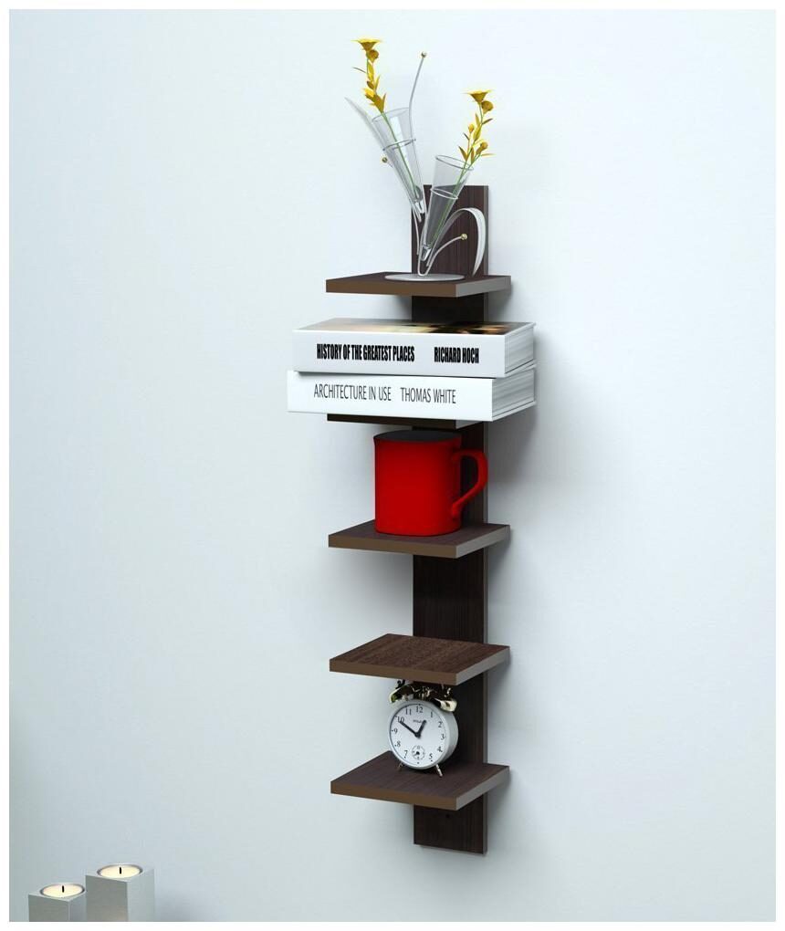 

WOOD WORLD decoretive HOME WITH WALL SHELH RACK SHAPE 5 TIER - brown