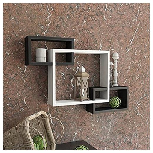 

WOOD WORLD decoretive wall shelf Intersecting Wall Shelves Rack black-white
