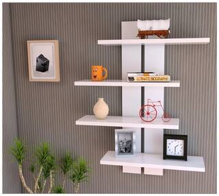 Buy Wood World Decoretive Mdf Ladder Shape 4 Tier Designer Wall