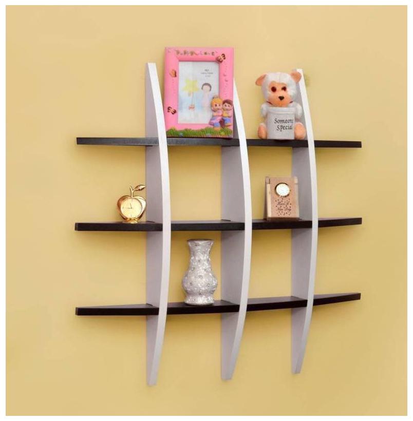 

WOOD WORLD living D Cor Globe Shape Floating Wall Shelves Rack white- brown