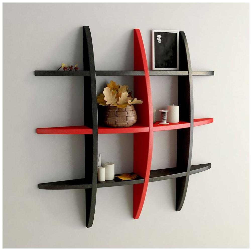 

WOOD WORLD living D Cor Globe Shape Floating Wall Shelves Rack black-red