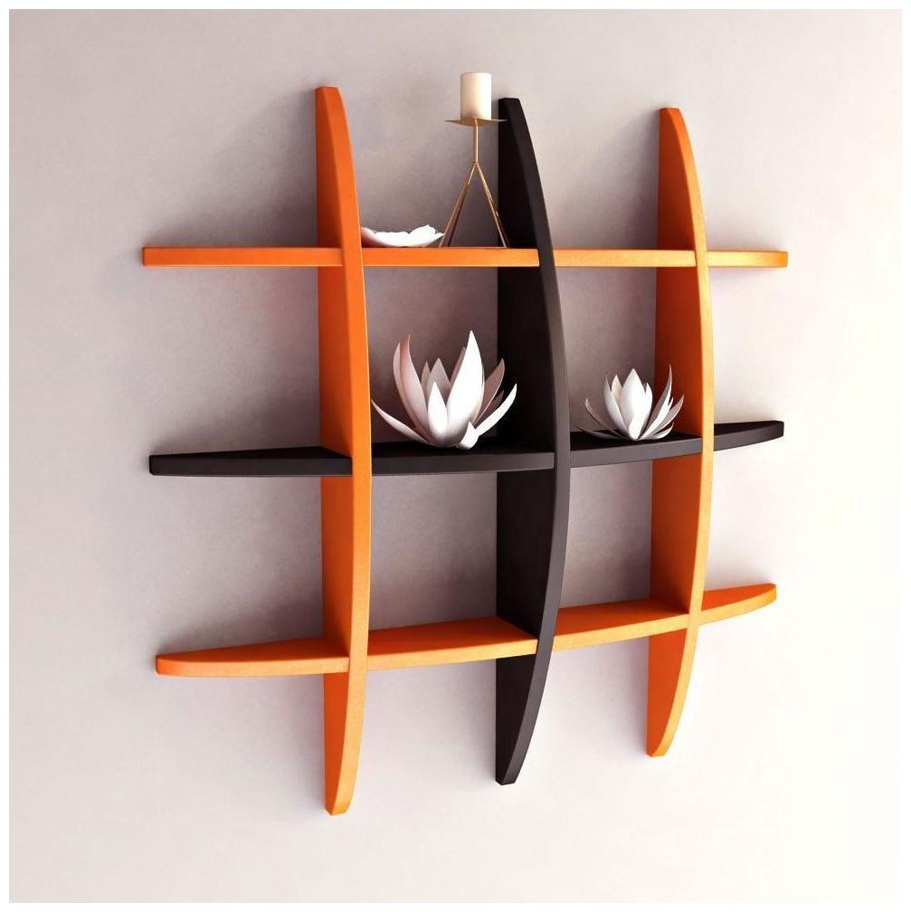 

WOOD WORLD living D Cor Globe Shape Floating Wall Shelves Rack orange-black