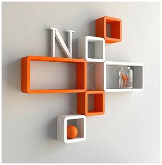 Buy Wood World Wall Shelf Set Of Six Cube Rectangle Designer Wall