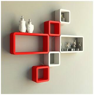 Buy Wood World Wall Shelf Set Of Six Cube Rectangle Designer Wall