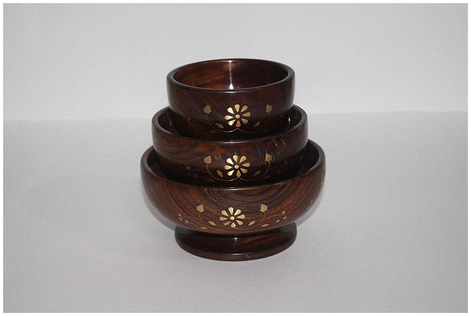 

Wooden Bowl Set Free 3 Tea Spoons