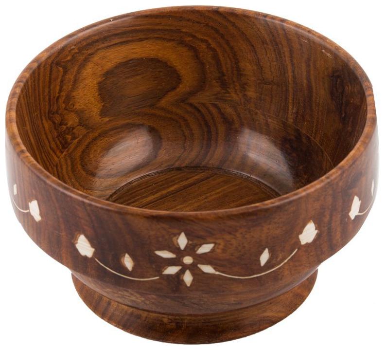 

Wooden Bowl with Brass Work for Kitchen Dinner Set Handmade