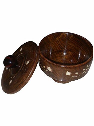 

Wooden Bowls with Brass Work Kitchen Dinner Set Handmade