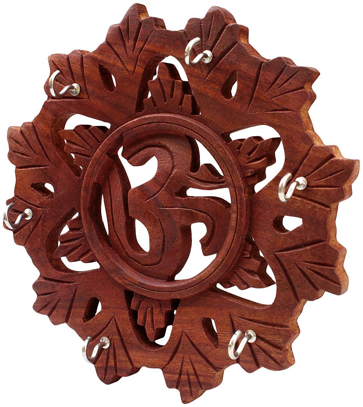 

Wooden Handmade Wall Hanging Key Holder Om Design 6 inch