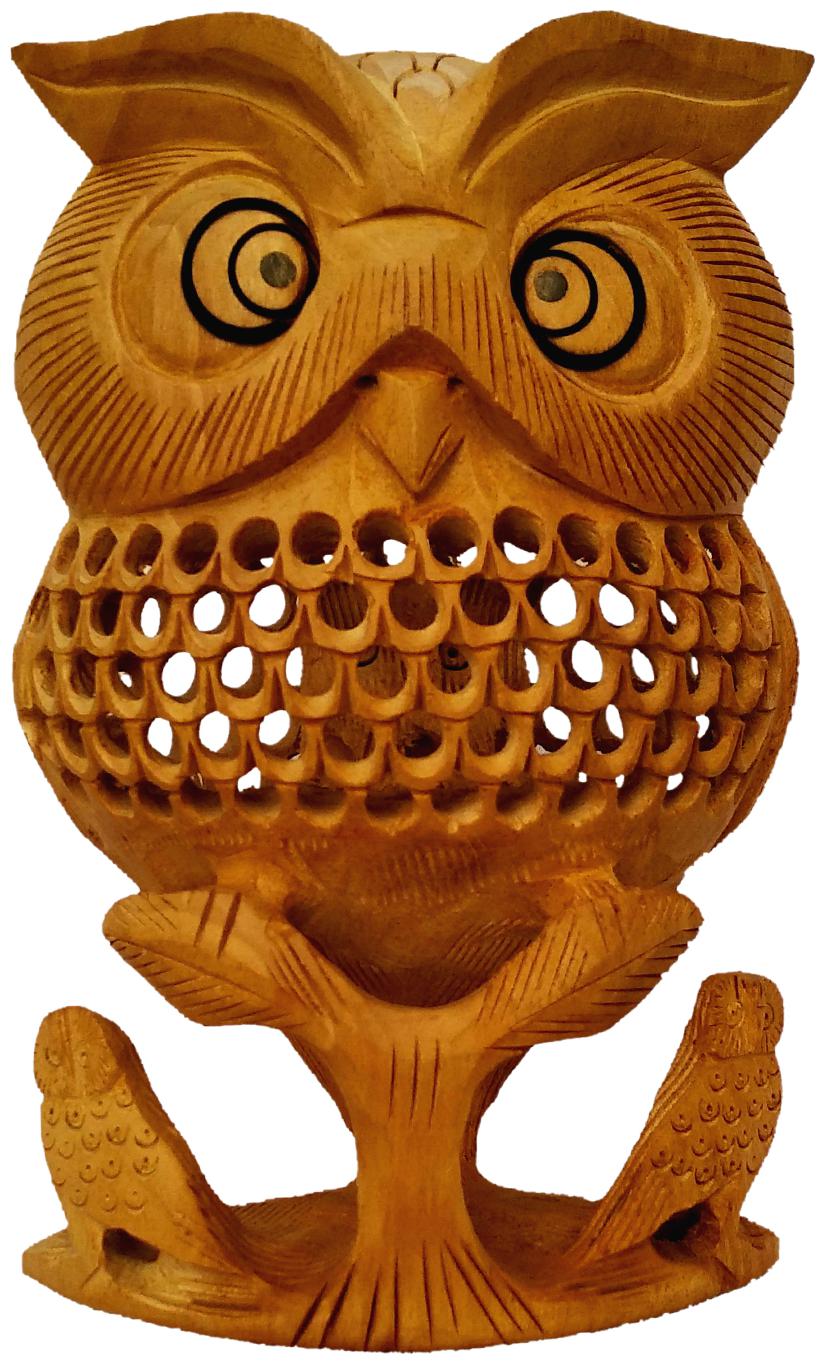 

Wooden Handmade Under Cutt Owl with Baby Owl Inside 15cm