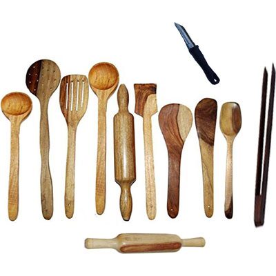 

Wooden kitchen tool set