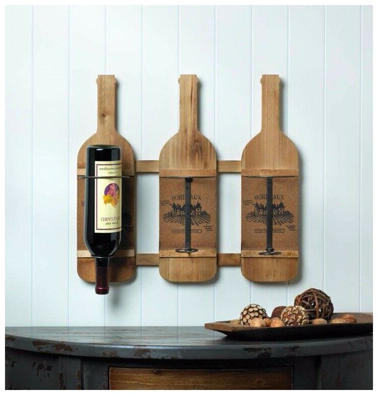 

Wooden Wall Mounted Wine Rack w Printed France s Bordeaux Wine Region