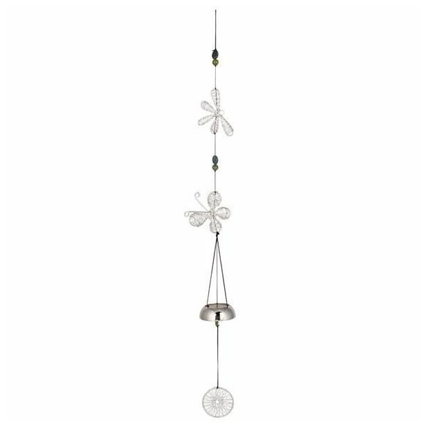 

Woodstock Bell Chime Silver Flutter Bell String Butterfly Dragonfly NIB