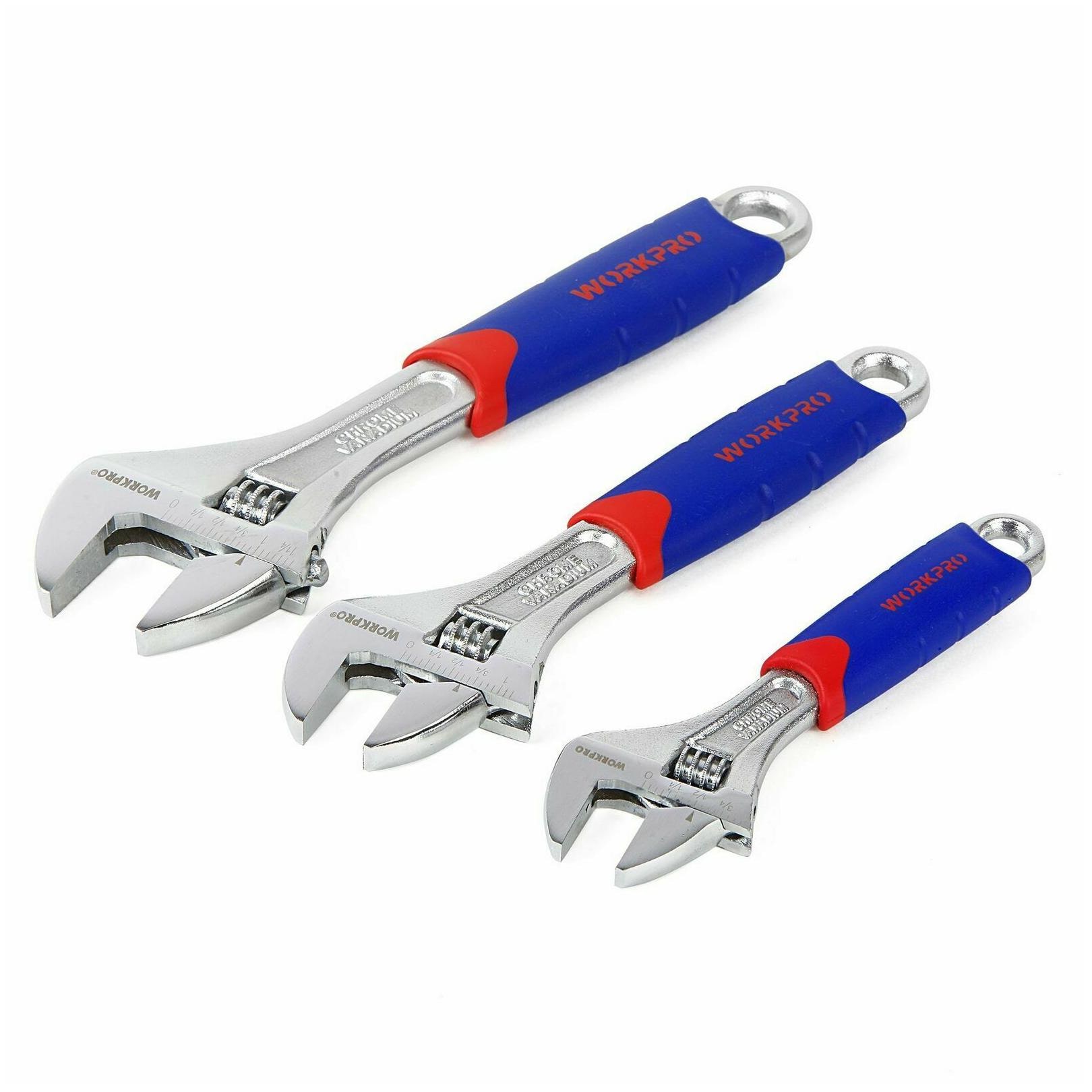 

Workpro W003201A 3-piece 6-inch 8-inch 10-inch Adjustable Wrench Set CR-V