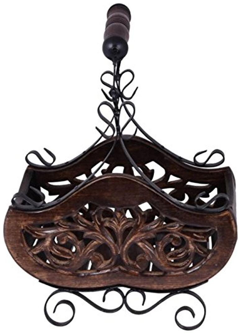 

Worthy Shoppee Wooden Iron Table Decor Magazine Holder Rack Size (LxBxH-28x20x30) CM