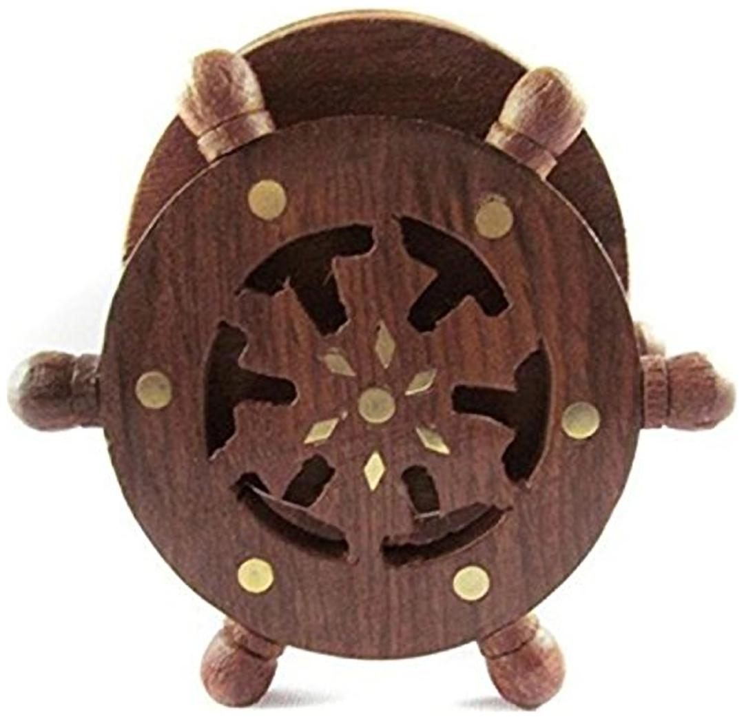 

Worthy Shoppee Wooden Coaster Set Designed In Ship Wheel ( Brown 10 16 cm (4 inch) )