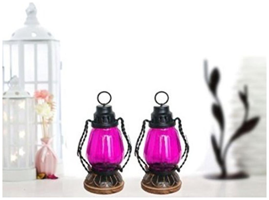 

Worthy Shoppee Pink Wooden Glass Lantern Size(LxBxH-11 43 cm (4 5 inch)x11 43 cm (4 5 inch)x21 59 cm (8 5 inch)) inch Pack Of 2