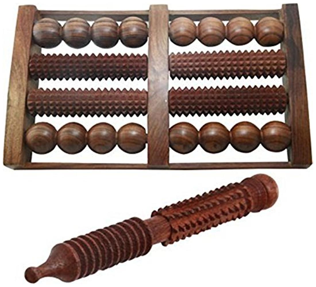 

Worthy Shoppee Wooden Handicrafted Foot Roller 8 slot (With Free Jimmy) Massager