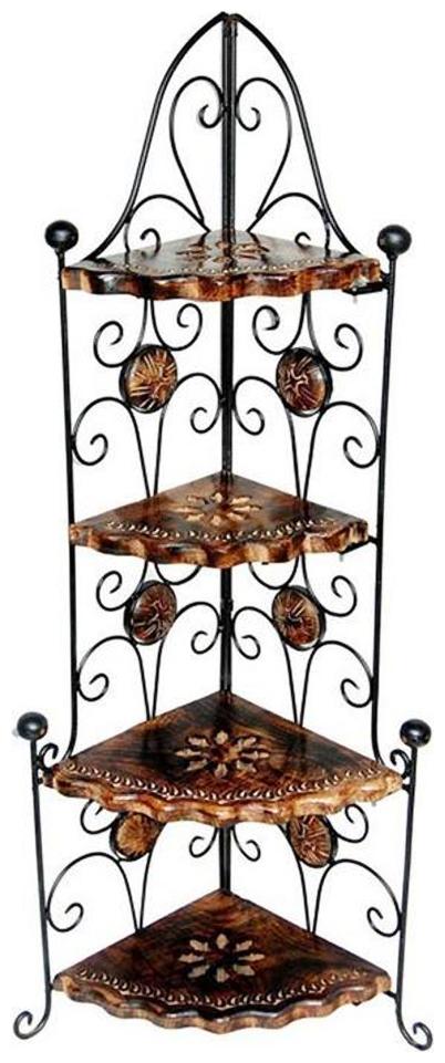 

Worthy Shoppee table End Table Corner Table Wooden Corner Table Wrought Iron Corner