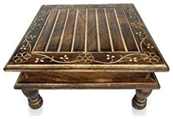 

Worthy Shoppee Wooden Chowki Small ( Black LXBXH 12X12X7 )