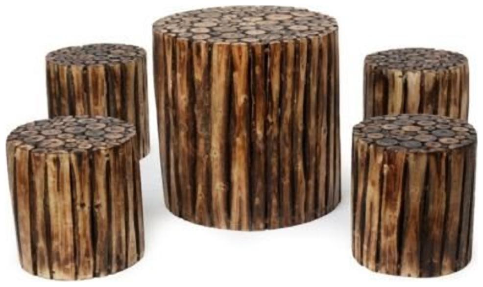 

Worthy Shoppee Wooden Circle Shaped Living Room Coffee Table Stool (Set Of 5)
