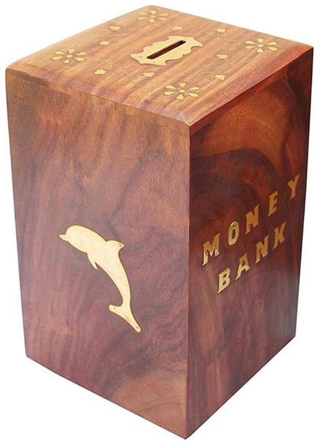 

Worthy Shoppee Handicrafted Wooden Money Bank - Large Piggy Bank - Dolphin Home Decor - Coin Box for Kids Adult Gifts