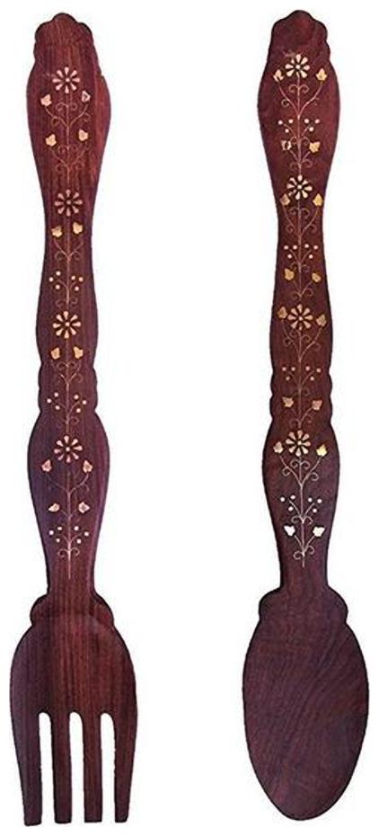 

Worthy Shoppee beautiful miniature wooden fork spoon wall de cor hanging panel Gift Item
