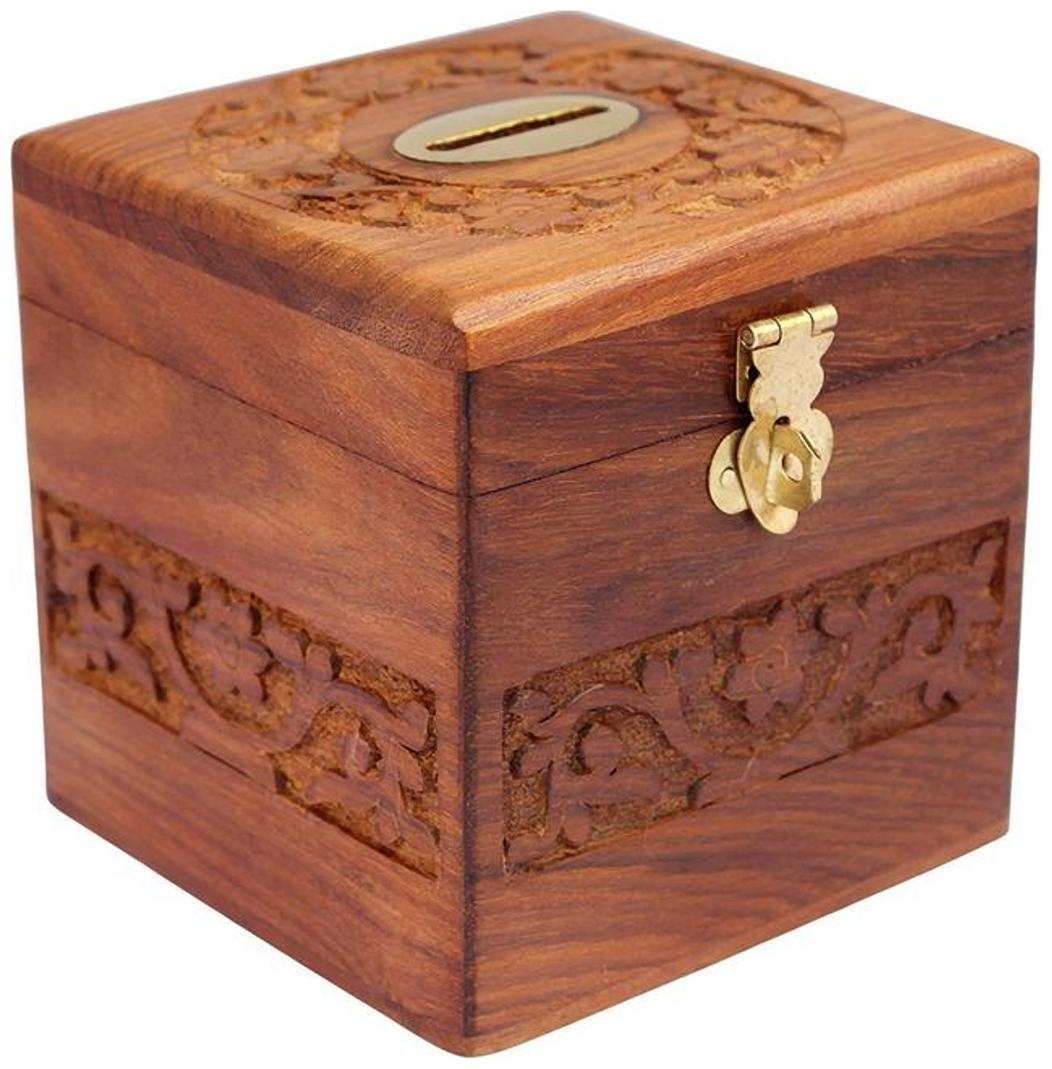 

Worthy Shoppee Wooden Indian Hut shaped Piggy Bank Money Bank (6x5 5x4)