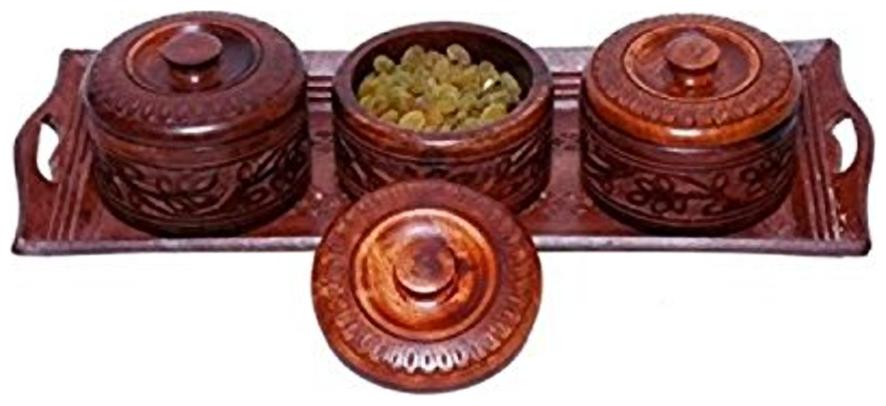 

Worthy Shoppee Wooden Handmade 3 Dry Fruit Box 1 Serving Tray Size (lxbxh-38 1 cm (15 inch)x15 24 cm (6 inch)x2 54 cm (1 inch)) inch Set Of 4