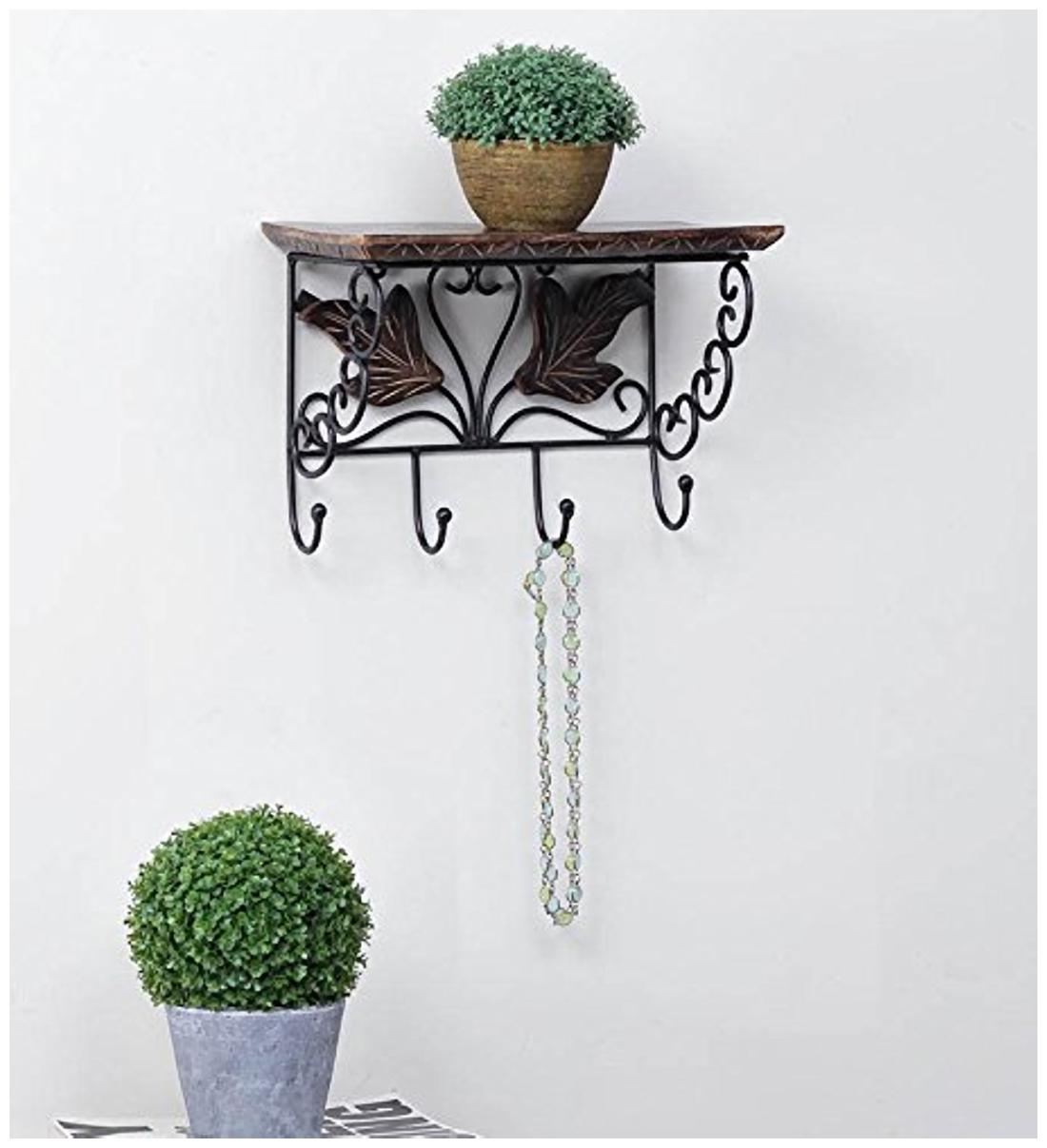 

Worthy Shoppee Wooden Wrought Iron Wall Bracket Size (LxBxH-10x5x9) Inch