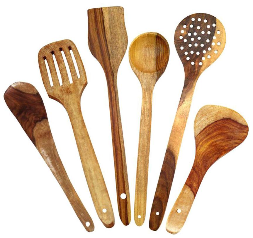 

Worthy Shoppee Handmade Wooden Serving Spoons Set of 6