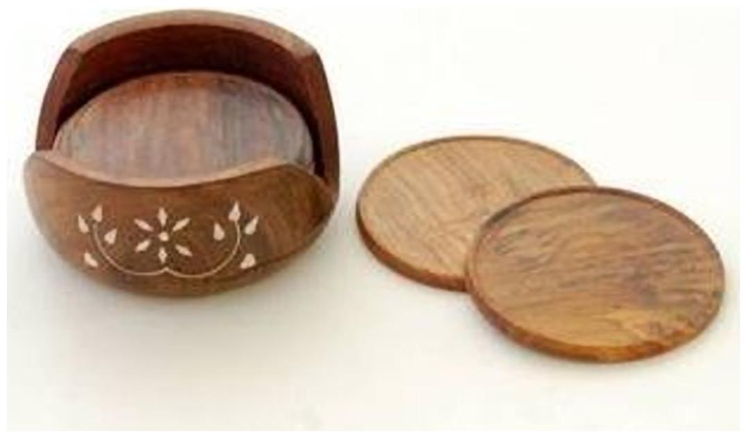 

Worthy Shoppee Handicrafted Wooden Coaster Set ( Brown 10 16 cm (4 inch) )