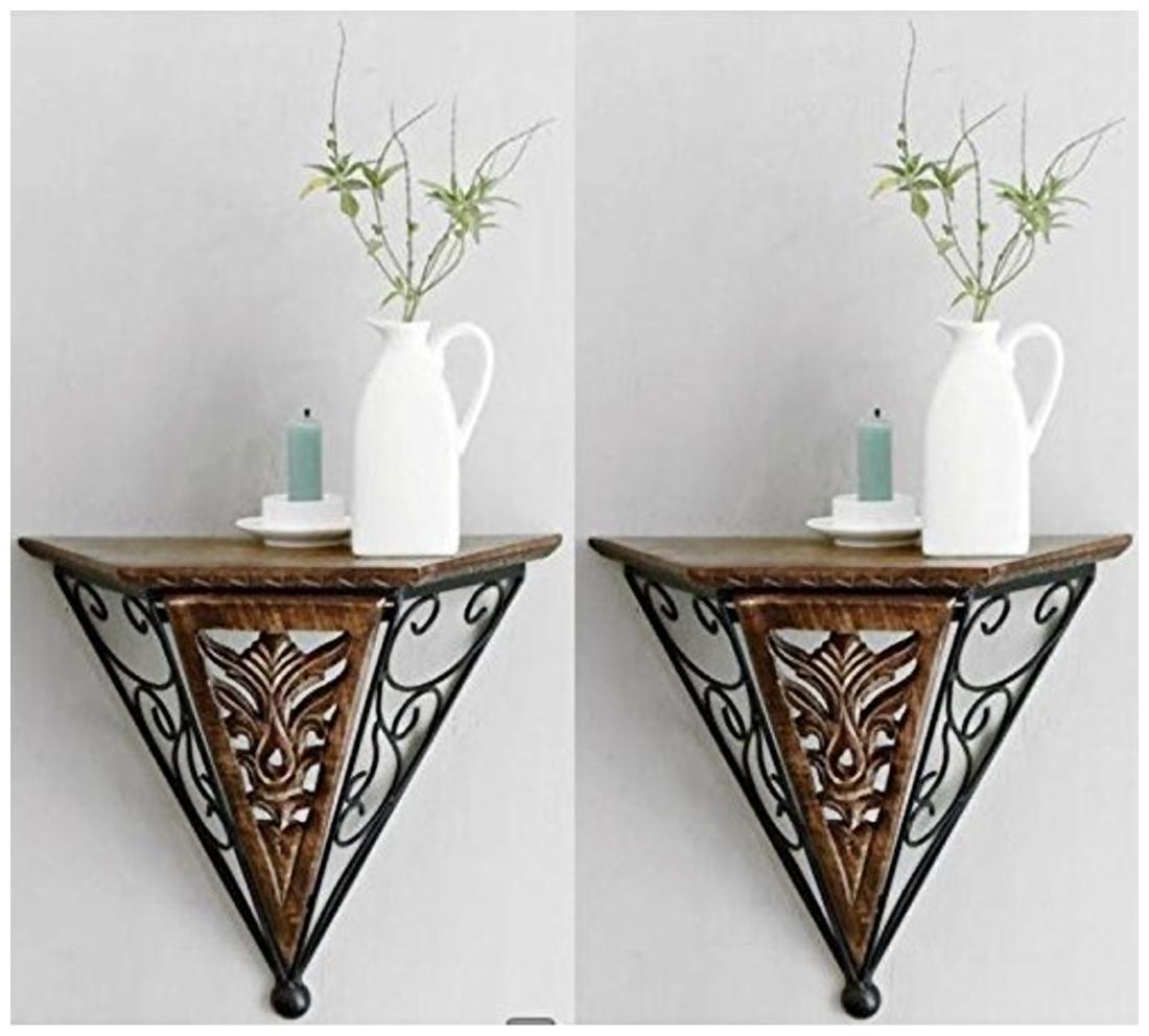 

Worthy Shoppee Beautiful wood wrought iron New Fancy wall bracket Pack of 2