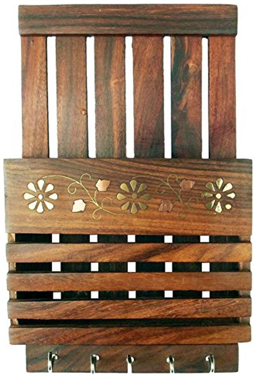 

Worthy Shoppee Brown Decorative Wax Key Hanger With Letter Rack