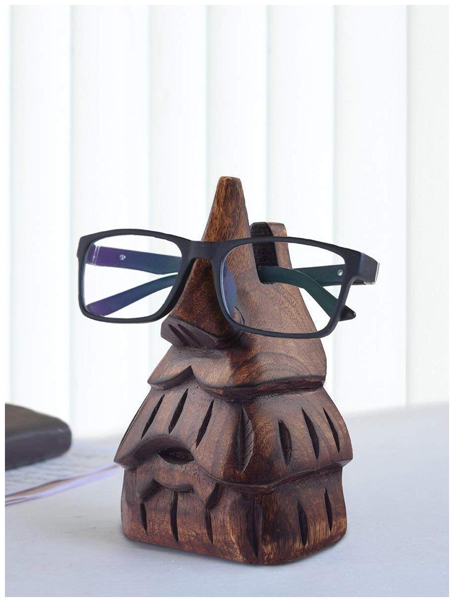

Worthy Shoppee Thanksgiving Gifts Handcrafted Wooden Eyeglass Spectacle Holder Organizer Stand Desk Desktop Sunglasses Display Eyewear Decorative Accessories Nose Shaped (Beard Spec)