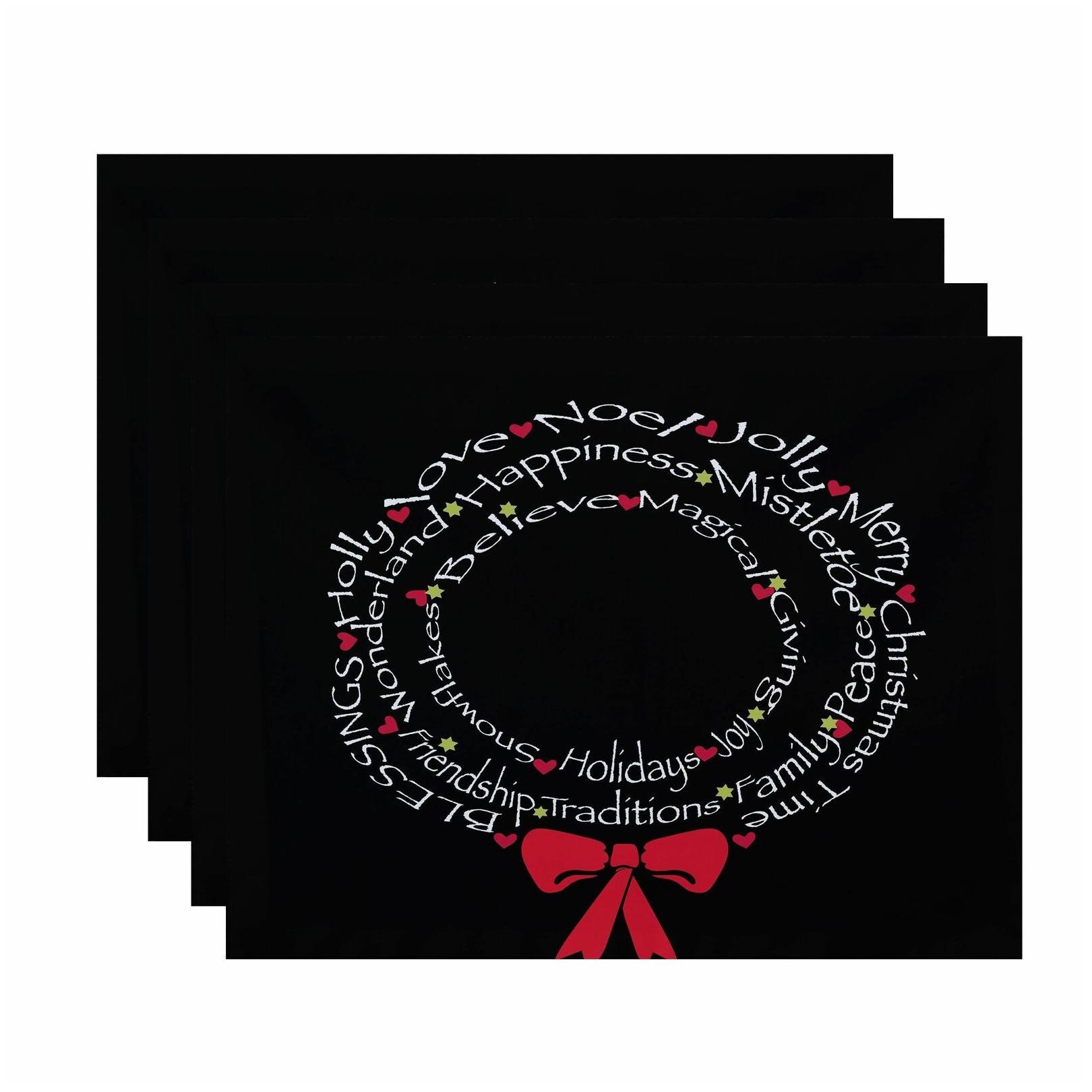 

Wreath of Words Word Print Placemat Black