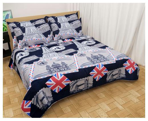 

XY DECOR Microfiber 3D Printed Double Size Bedsheet 120 TC ( 1 Bedsheet With 2 Pillow Covers Multi )