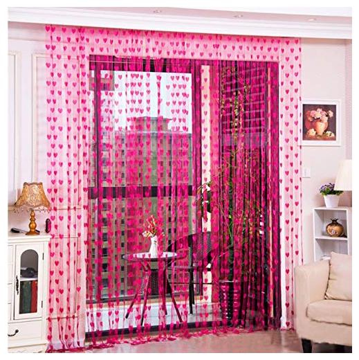 

XY DECOR Polyester Door Semi Transparent Pink Regular Curtain ( Rod Pocket Closure Printed )