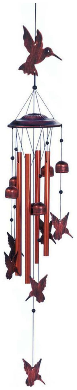 

YARD GARDEN DECOR FLUTTERING HUMMINGBIRDS 34 WINDCHIME WIND CHIME IRON ALUMINUM