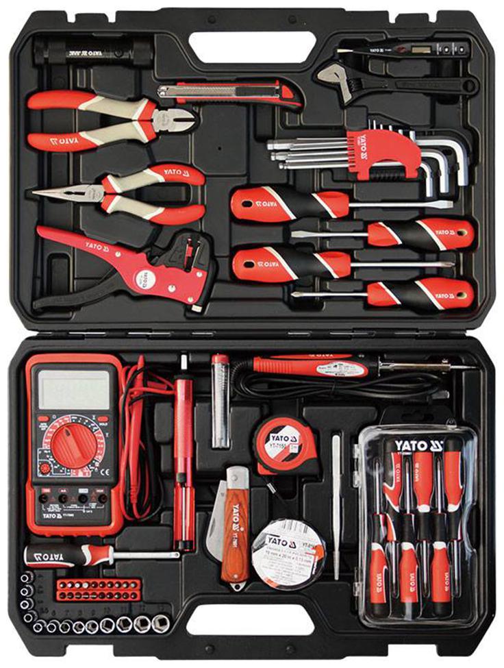 Yato YT-39004 68 Pcs Electrician Set | Measuring tape|Adjustable wrench|Desoldering tool|Multimeter|Power Tool|Home Tool|Industrial tool|Mechanical|Automotive|Electrical Tool set|Precision screwdrivers
